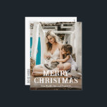 Minimal fotomodern jul helg vykort<br><div class="desc">Modern julkort med enkel och minimal design med "God jul" i en roligt och fet typografi över ditt favoritfoto. Baksidan har ett andra bild tillsammans med personligen i svartvitt.</div>