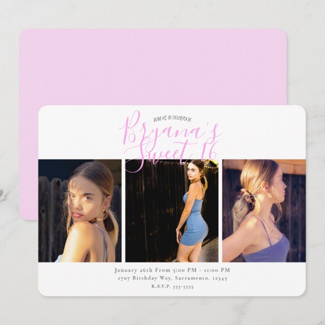 Minimal fotopappning 16 Födelsedagsfester Inbjudningar (Fram/baksida)