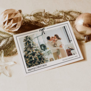 Minimal fotopatjulkort för familjen med Bow Julkort