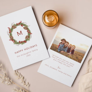 Minimal fotoport för julkrans-familjen inbjudningar
