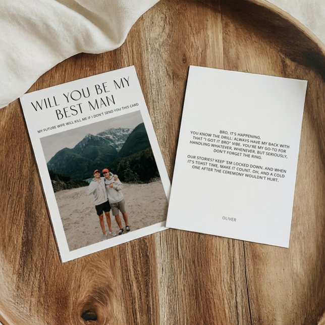 Minimal Frieri av bästa fotomänniska Inbjudningar (Minimal Photo Best Man Proposal Card)