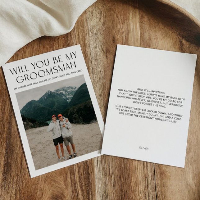 Minimal Frieri av foto Groomsman Inbjudningar (Minimal Photo Groomsman Proposal Card)