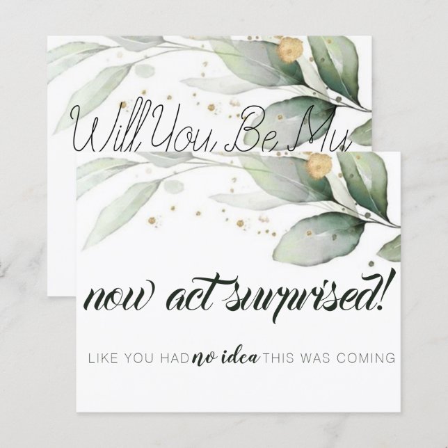 Minimal Frieri Eucalyptus Bridesmaid-kort (Fram/baksida)