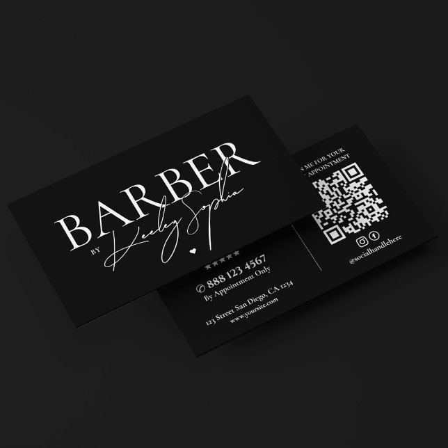 Minimal frisör Elegant Barberare  Visitkort (Minimal Hair Stylist Elegant Barber Business Card
)