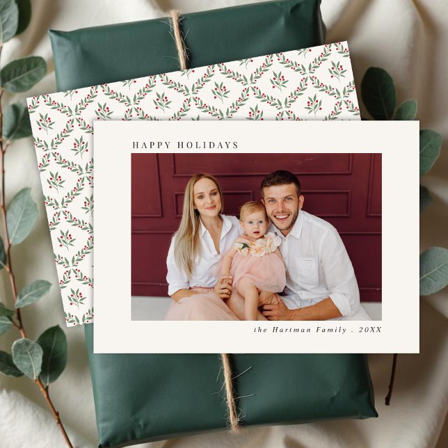 Minimal Front Elegant Berry Tillbaka jul Julkort (Skapare uppladdad)