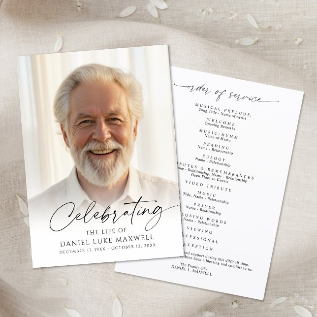 Minimal Funeral Memorial Photo Celebration of Life Program (Skapare uppladdad)