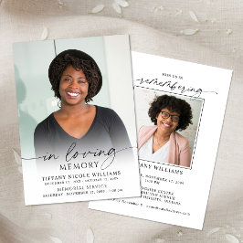 Minimal Funeral Memorial Photo In Loving Memory Inbjudningar