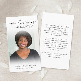 Minimal Funeral Photo In Loving Memory Prayer Card Visitkort