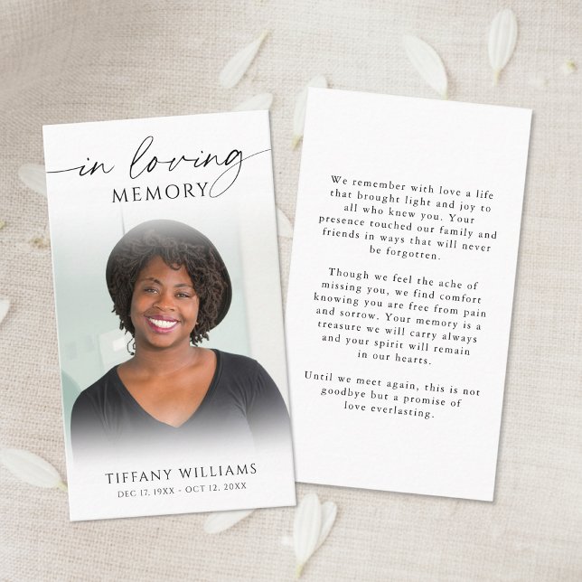 Minimal Funeral Photo In Loving Memory Prayer Card Visitkort (Skapare uppladdad)