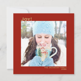 Minimal fyrkant 1 fotoenkel joy Red & Guld Julkort