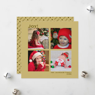 Minimal fyrkant 4 Fotojul Joy Guld Julkort