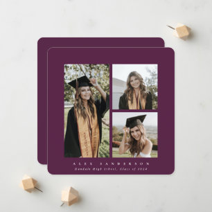 Minimal fyrkant Burgundy Ram Triple Photo Grad Meddelande