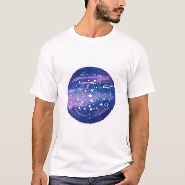 Minimal Galaxy Moon Design | Cosmic Aesthetic Art T Shirt (Framsida)