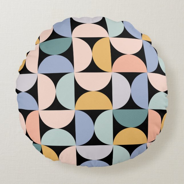 Minimal geometri: Skandinaviska teckningar Poster Rund Kudde (Framsidan)