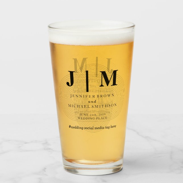 Minimal Geometric Black White Simple Bröllop Glaskopp (Framsida fylld)