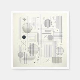 Minimal Geometric Line Art Pappersservett