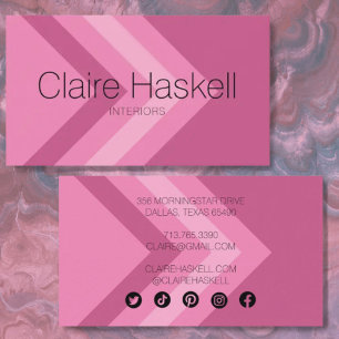 Minimal Geometric Social Media Icons Rosa Ombre Visitkort