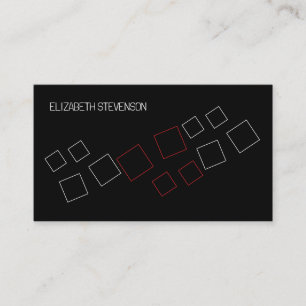 Minimal geometrisk Chic Monogrammed Red Black Whit Visitkort