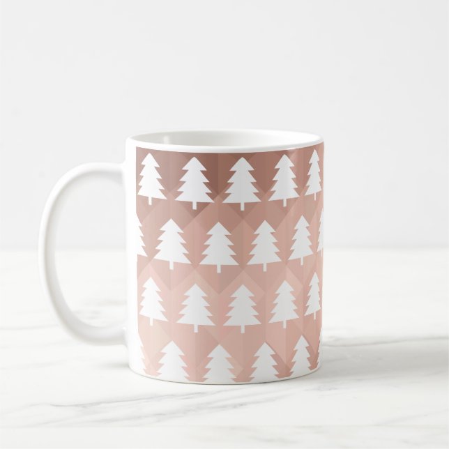 Minimal geometrisk julafton träd i ro guld kaffemugg (Vänster)