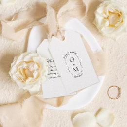 Minimal geometrisk monogram med kalligrafi Bröllop Presentetikett