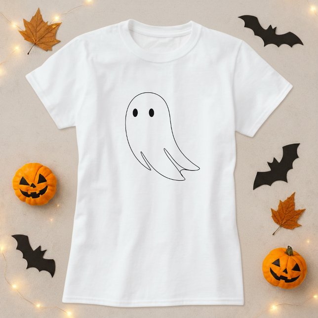 Minimal Ghost-kontur Halloween T Shirt (Skapare uppladdad)
