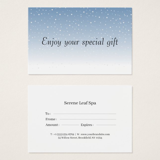 Minimal Gift Certificate Card for Small Businesses Visitkort (Framsida & baksida)