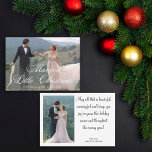 minimal gift liten julmas bröllop 2-foton anteckningskort<br><div class="desc">eleganten minimerar antalet gifta små julklappar bröllop två kort för fotografier på Helgdag på baksidan,  med helgdag från nyfödda.</div>