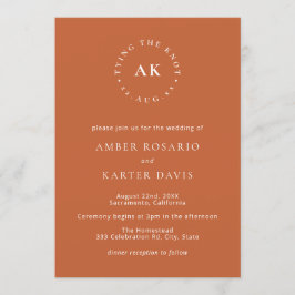 Minimal Gifter sig monogram för bränd Orange Inbjudningar