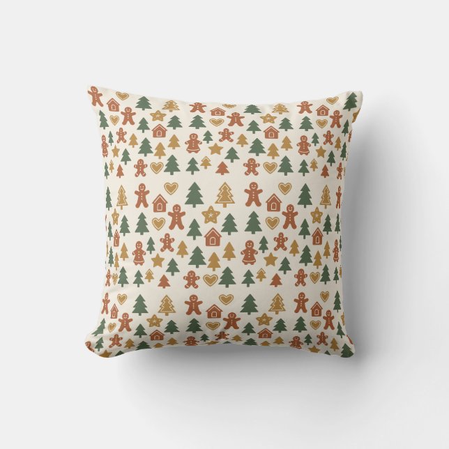 Minimal Gingerbread Pattern Kudde (Framsida)