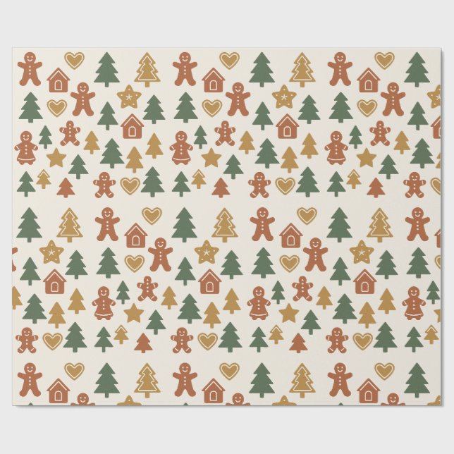 Minimal Gingerbread Pattern Presentpapper (Platt)