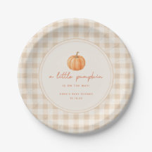 Minimal Gingham "Liten Pumpa" Höst Baby Shower