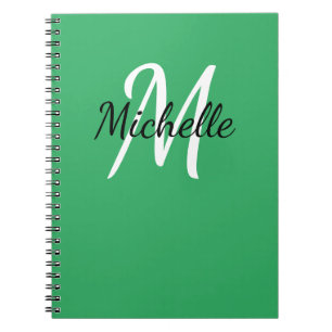 Minimal Girly Grönt Monogram Namn & Initial Anteckningsbok