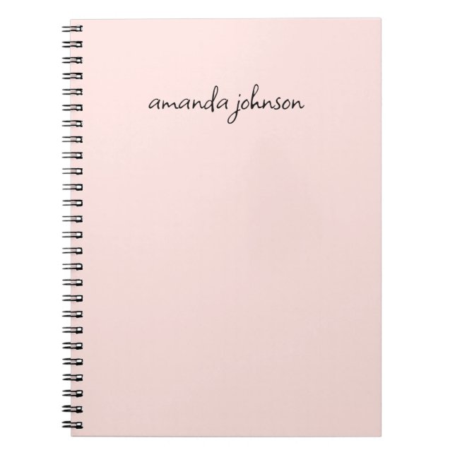 Minimal Girly Simple Ljus rosa Fullt Namn Monogram Anteckningsbok (Framsidan)