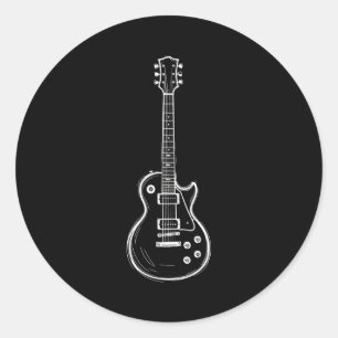 Minimal gitarr linjekonst Rolig musikälskare Gitar Runt Klistermärke