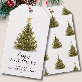 Minimal Glad helg Grönt jul Gräs Träd Presentetikett