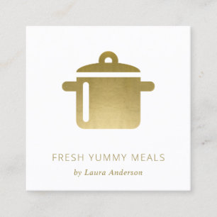MINIMAL GLAM GULD FAUX POT MEAL CHEF-CATERING FYRKANTIGT VISITKORT