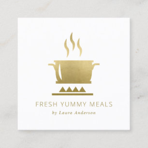 MINIMAL GLAM GULD FAUX POT MEAL CHEF-CATERING FYRKANTIGT VISITKORT
