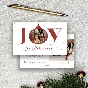 Minimal God jul Family Photo Joy Ornament Julkort