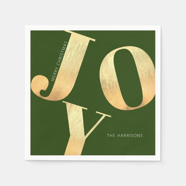 Minimal God jul Faux Gold Foil Joy Helgdag Pappersservett (Framsidan)
