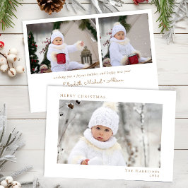 Minimal God jul Photo White Guld Julkort