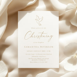 Minimal Gold Calligraphy Christening Inbjudningar