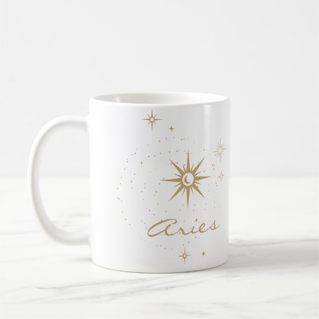 Minimal Gold Celestial Aries Zodiac Sign Kaffemugg (Vänster)