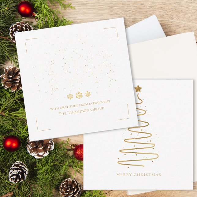 Minimal Gold Christmas Tree Corporate Holiday Anteckningskort (Minimal Gold Christmas Tree Corporate Holiday Note Card)