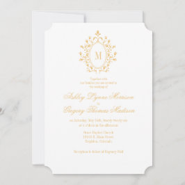 Minimal Gold Monogram Wedding Invitation Inbjudningar