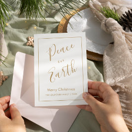 Minimal|Gold Peace on Earth Christmas Card Inbjudningar