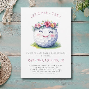 Minimal golfboll Blommig Lets Par-Tee Baby Shower Inbjudningar