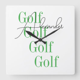 Minimal golftypografi för personlig Namn Fyrkantig Klocka