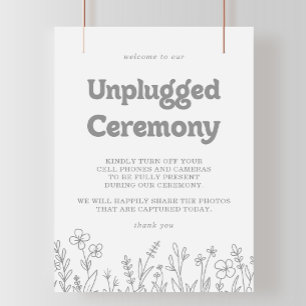 Minimal grå vildblomma Avstängd Ceremoni-skylt Poster