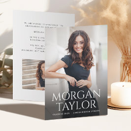 Minimal, graciös Namn Photo Grad-varning Inbjudningar