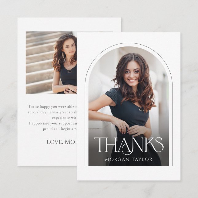 Minimal, graciös utveckling Arch 2 Photo Studenten Tack Kort (Fram/baksida)